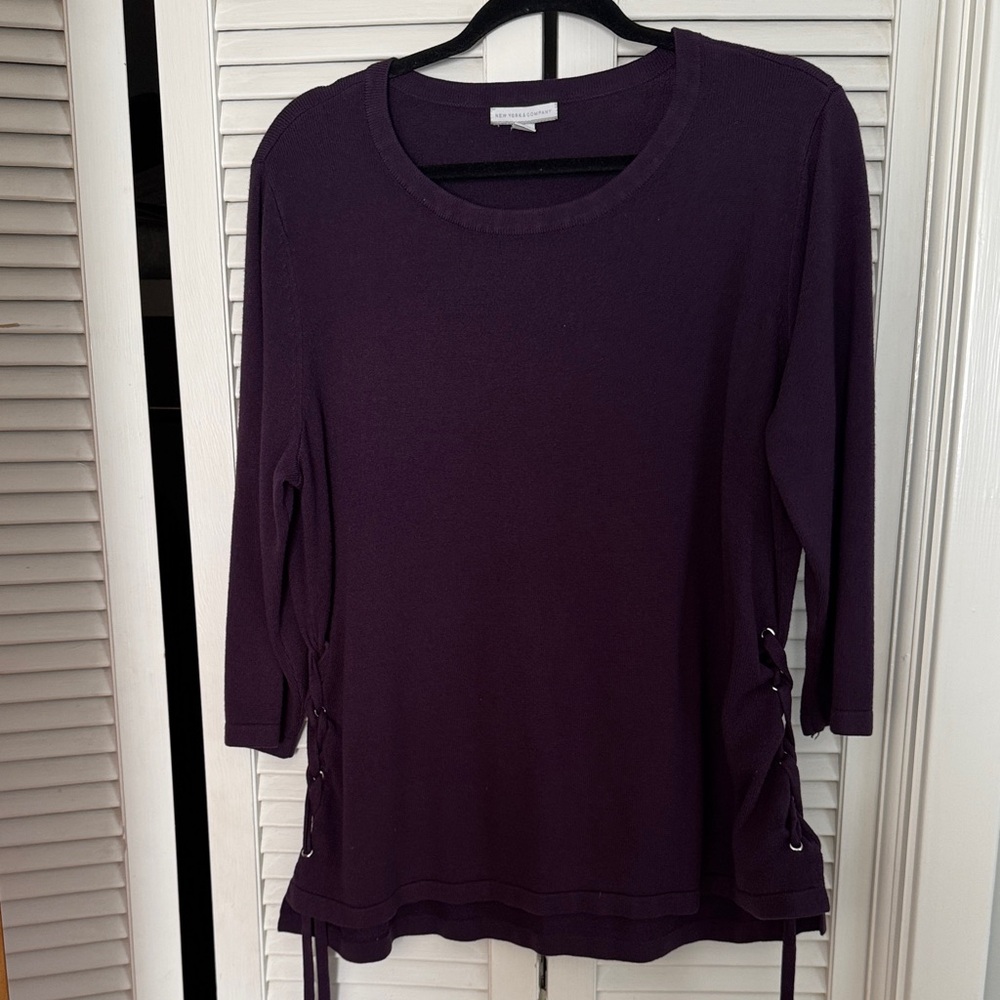 New York & Company Deep Purple Long Sleeve Top